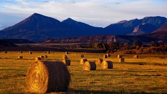 Landscapes Mountains autumn harvest fields
