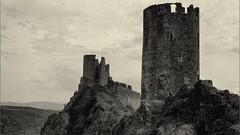 Landscapes Mountains black and white France ruins Europe 