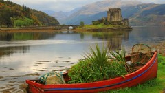 Landscapes Mountains Boats Scotland ruins lakes Castles