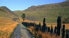 Landscapes Mountains chapel fences national park wales plains