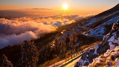 Landscapes Mountains clouds