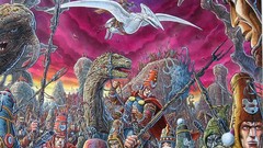 Landscapes Mountains clouds Army creatures fan art artwork 