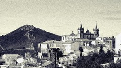 Landscapes Mountains clouds black and white sepia Portugal 