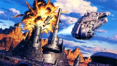 Landscapes Mountains clouds explosions paintings star wars 