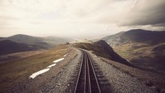 Landscapes Mountains clouds hills China railroad tracks 