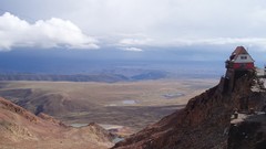 Landscapes Mountains clouds houses