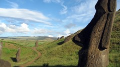 Landscapes Mountains clouds Islands Easter Island statues chile 