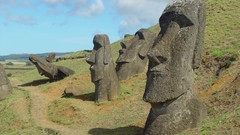 Landscapes Mountains clouds Islands Easter Island statues chile 