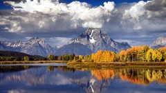Landscapes Mountains clouds lakes reflections