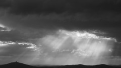 Landscapes Mountains clouds light grayscale