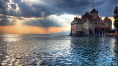 Landscapes Mountains clouds ocean moon Islands Castles rivers 