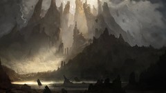 Landscapes Mountains clouds storm artwork digital art