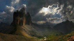 Landscapes Mountains clouds sunlight