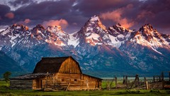 Landscapes Mountains clouds USA skies