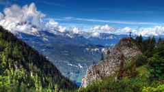 Landscapes Mountains cross forests valleys