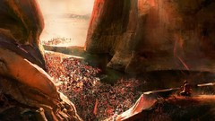 Landscapes Mountains crowd artwork digital art fantasy art 