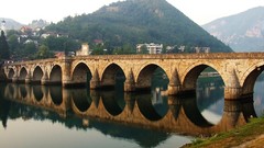 Landscapes Mountains Europe Bridges houses rivers