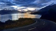 Landscapes Mountains evening roads rivers