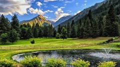 Landscapes Mountains Fountains fences forests ponds