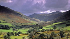Landscapes Mountains green field