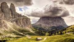 Landscapes Mountains houses artwork valleys