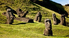 Landscapes Mountains Islands Easter Island statues chile moai vi