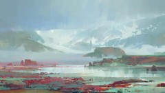 Landscapes Mountains lakes artwork digital art