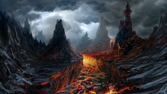 Landscapes Mountains lava digital art