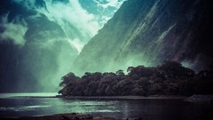 Landscapes Mountains New Zealand fjord milford sound
