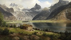 Landscapes Mountains paintings lakes artwork