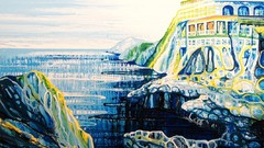 Landscapes Mountains paintings Temples artwork traditional art 