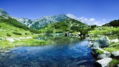 Landscapes Mountains panorama rocks bushes rivers Bulgaria Pirin