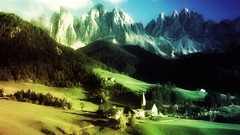 Landscapes Mountains rainbows churches low resolution
