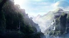 Landscapes Mountains science fiction futuristic