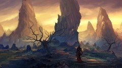 Landscapes Mountains woman artwork fantasy art