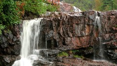 Landscapes nature blocks wet rocks falls