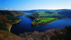 Landscapes nature blue Mountains dark hills coast