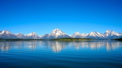 Landscapes nature blue Mountains white Green surface