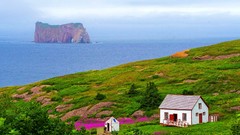 Landscapes nature Canada Pierced rocks houses quebec