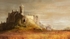 Landscapes nature Castles fantasy art