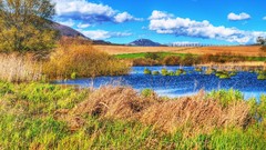 Landscapes nature clouds autumn wheat rivers