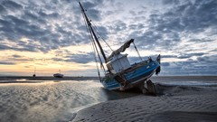 Landscapes nature clouds Boats