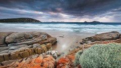 Landscapes nature clouds coast Australia rocks Beaches skies 
