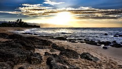 Landscapes nature clouds dawn coast rocks Beaches