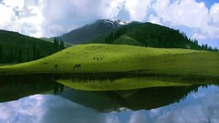 Landscapes nature clouds hills lakes reflections