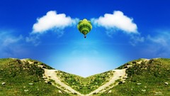 Landscapes nature clouds hills love Hearts valentines day Photo 