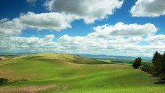 Landscapes nature clouds land fields