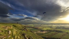 Landscapes nature clouds parachute sunlight skies