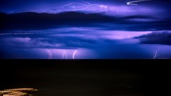 Landscapes nature clouds purple Lightning storm Spain skies HDR 