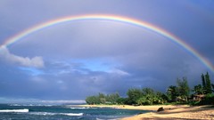 Landscapes nature clouds rainbows